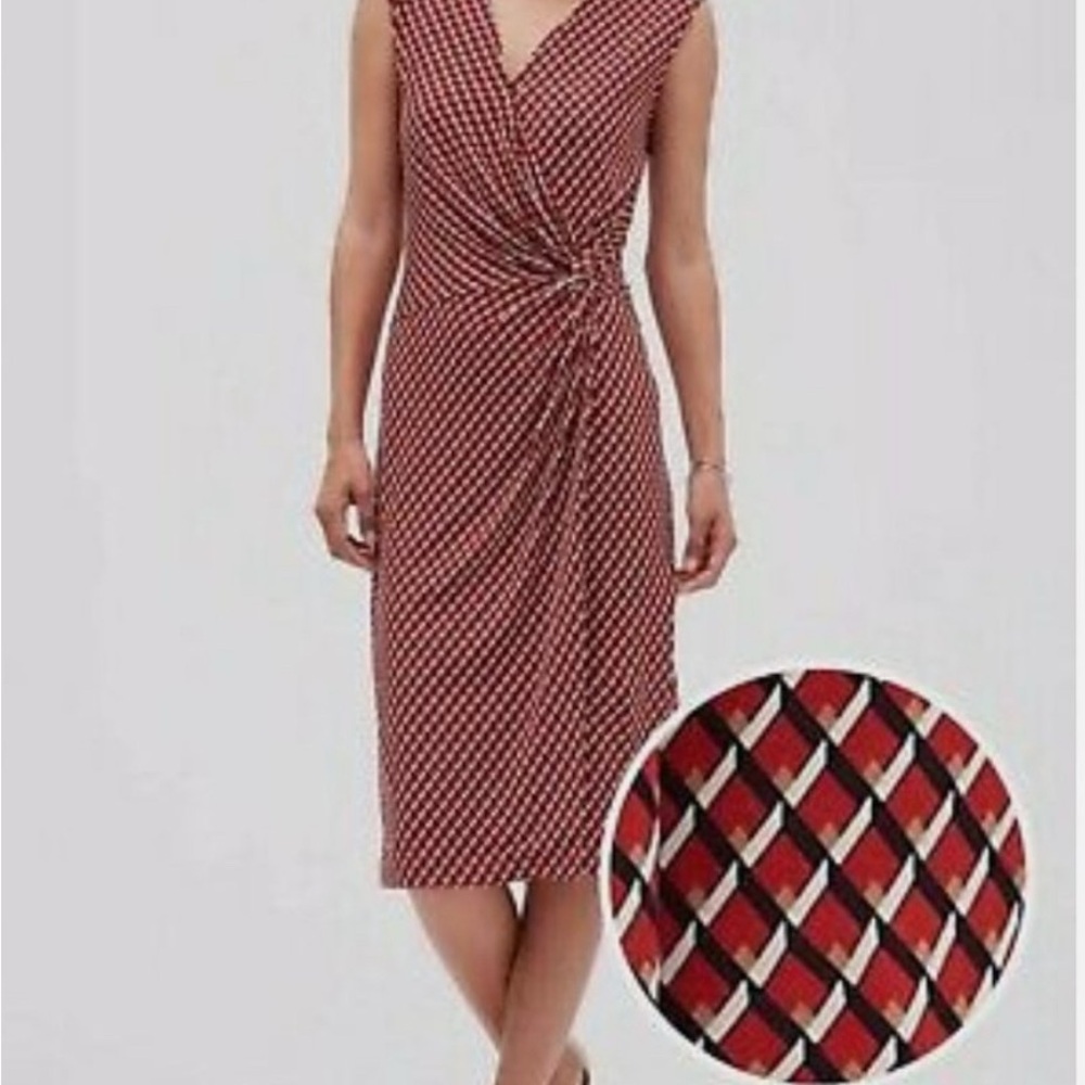 Banana Republic Factory Geometric Red and Blue Midi Dress